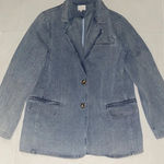 Entro Stretch Denim Light Washed Blazer Size M Fitted 80s 90s Fashion Photo 0