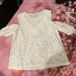 EXPRESS White Lace Cold Shoulder Top Photo 1
