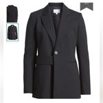 Lewit Black Pinstripe Blazer Size 4 Women’s Double Breasted with Waist Tie Photo 5