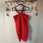 Red Halter Dress with Beaded Embellishments Size L Photo 3