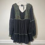 Free People Womens M Bohemian Bishop Sleeve Gauzy Flowy Open Knit Mini Dress Photo 9