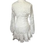 Hello Molly White Floral Embroidered Sheer Long Sleeve Ruffle Mini Dress Sz S Photo 4