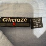 VTG Citicraze Women Chambray Button Top 3X Sunflower Pumpkin Embroidered Cottage Blue Photo 3