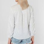 Daytrip BUCKLE Button Down Shirt White Blue LINEN Poly Cotton Blend Stripe Small Photo 2