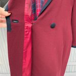 Vintage Maroon Wool Topper Coat Navy Trim Size 16 Burgundy Navy Blazer Dress EUC Red Photo 7
