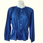 J.Crew Button Down Peplum Blouse In Dark Blue Wash Size 4 NEW Photo 1