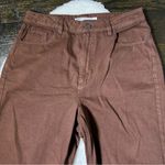 Garage Denim Brown Street Wide Leg Raw Hem Jeans Photo 1
