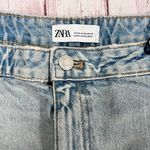 ZARA NWT Cropped Denim Jean Top Distressed w/ Spaghetti Straps Light Blue Wash Photo 6