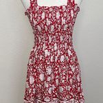 Just Quella Red Floral Smocked Mini Dress Size 4-6 (S) NWT Photo 0