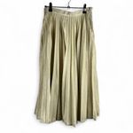 Meng Haute Couture Gold Metallic Pleated Midi Skirt Permanent Heat Set Pleats Size XS Photo 0
