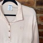 PINK Victoria's Secret Cream Long Sleeve Thermal Waffle Knit Henley Size Large Photo 3