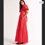 Abercrombie & Fitch Emerson Drama Red Backless Maxi Dress Viscose Blend NWT XLT Photo 2