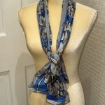 Adrienne Vittadini  💯 silk scarf/shawl.Blue/grey and creme flowers. Vintage. Photo 4