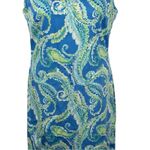 J. McLaughlin Belinda Blue Watercolor Paisley Sleeveless Sheath Dress Size 8 Photo 3