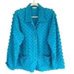 B6 Vintage Focus USA Textured Bobble Knit Button Up Cardigan Jacket Blue M Size M Photo 0
