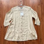 Flax  Natural Linen Button-Front Top Size Medium NWT Photo 0