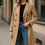 NWT Prima X Nordstrom Double Breasted Jacket Trench Coat Large Tan Photo 0