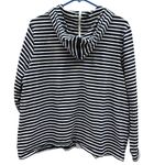 Denim&Co Navy White Nautical Stripes Stretch Full Zip Up Hoodie Jacket Womens 1X Blue Photo 8