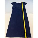 Talbots  XS Navy Blue Cotton Knit Dress Eyelet Embroidered Cap Sleeve Casual Photo 2