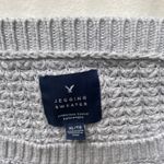American Eagle white and gray striped knit  sweater Photo 4