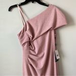 Adrianna Papell  Metallic Knit Draped Gown Rose Pink 4 Photo 4