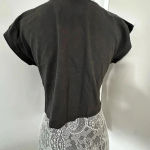 Black Beewear Cropped Cap Sleeve Top. Button Epaulette. Cut Out Belly Button. Size L Photo 5
