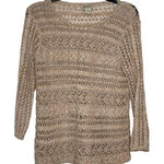 Lucky Brand  Women‎ Top Open Knit Linen Crochet Pattern Sweater Beige Size Small Photo 0