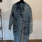 Vintage 80s Blue Acid Wash Denim Duster Coat Denim coat Jean Coat Size M Photo 11