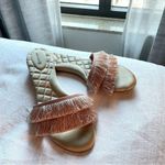 Birdies Sandals Sz 10 The Sparrow Flat Slip On Shoes Bridal Pink Fringe 611 Photo 5