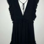 Storia black mini dress deep V party dress size medium Photo 2