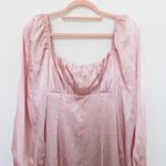 ASTR Womens Dress Size S Pink Satin Puff Sleeve‎ Mini Babydoll Coquette Milkmaid Photo 1