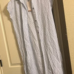 Womens Calia Blue white Striped button down swim coverup Size M Photo 0