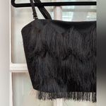 Banana Republic Black Fringe Western Chic Boho Romantic Camisole Crop Top Size 4 Photo 1