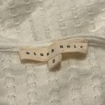 Blush Noir  Women's White Waffle Knit Wide Neck Lace Up Long Sleeve Top Size S Photo 2