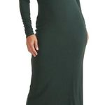 Marine layer Lexi Long Sleeve V-Neck Dress Ribbed Maxi Medium Green Gables Photo 0