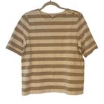 NWT J.Crew Short Sleeve Striped Button Shoulder Tee Tan White Size Small Photo 2