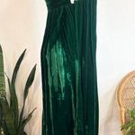 None Vintage 60's Deep Emerald Velvet Empire Waist Dress Photo 3