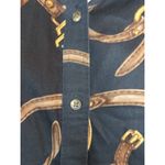 Ralph Lauren Lauren ‎ Black Cotton Equestrian  Button-Down Top Womens Large Photo 2