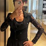 Black Cropped Jacket with Lace Sleeves Size XS Photo 2