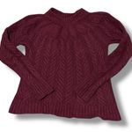 Tuckernuck Peacock Sweater Womens Merlot Wool Fisherman Cableknit Crewneck XS Red Photo 0