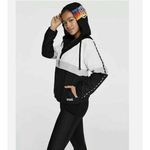 Victoria's Secret Pink Sherpa Lined Anorak Windbreaker Jacket Rainbow Logo M/L Photo 5