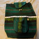 Hispanic / Latin American Green Plaid Print Knit Canvas Backpack Photo 11