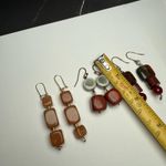 Stone Bead Dangle Drop Pierced Earrings Lot Of 3 Beaded Photo 8