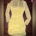 House Of CB  Yellow Sexy Valentina Ruched Sheer Mini Dress Photo 2
