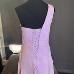 Purple Full Length One Shoulder Chiffon Formal Dress Corset Back Leg Slit Size 6 Photo 4