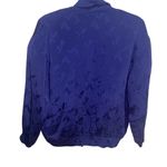 Duda International Navy Floral Bomber Jacket Zip Windbreaker Small Silk 90s 80s Blue Photo 10