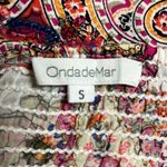 OndadeMar Women Small Pink Floral Paisley One Shoulder 100% Cotton Dress Coverup Photo 6