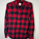 American Eagle  Red Black Buffalo Plaid Button-Up Flannel Shirt | Size Medium Photo 0