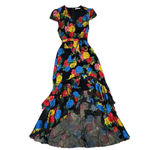 Alice + Olivia Erika Silk Ruffle Belted Tie Floral Maxi Dress Multi Size 4 Photo 6