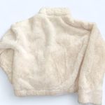 Cutecore coquette white faux fur bomber jacket coat zip up and button long sleeve drawstring measurement in pics Photo 1